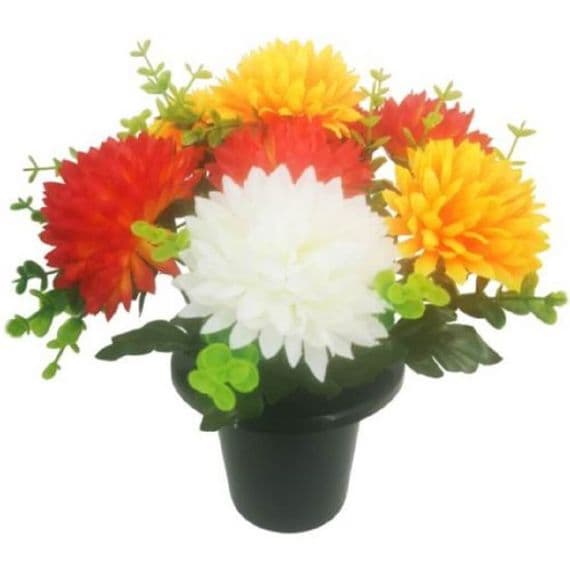 Cemetery Pot Ivory/Orange/Red