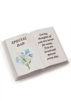 DAD Open Book Floral Memorial Plaque