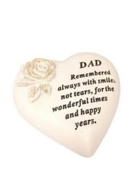 Dad Rose Motif Memorial Heart Plaque