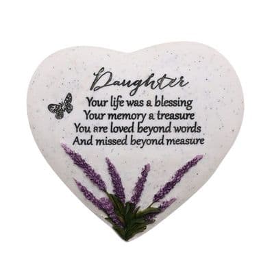 Daughter Lavender Heart Memorial Plaque