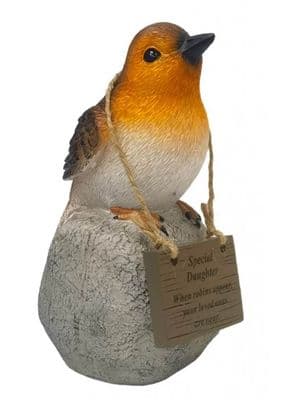 Daughter Robin On Rock with Hanging Plaque
