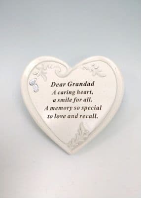 Grandad Diamante Heart Memorial Plaque