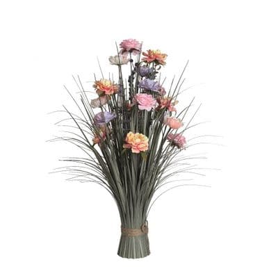 Grass Floral Bundle Pink, Peach and Blue Peony 70cm