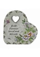 Heart With Dragonfly & Flower Memorial Plaque