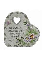 Heart With Dragonfly & Flower Memorial Plaque