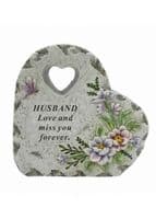 Heart With Dragonfly & Flower Memorial Plaque