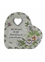 Heart With Dragonfly & Flower Memorial Plaque