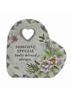 Heart With Dragonfly & Flower Memorial Plaque