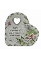 Heart With Dragonfly & Flower Memorial Plaque