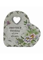 Heart With Dragonfly & Flower Memorial Plaque