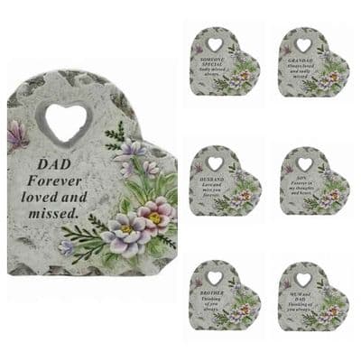 Heart With Dragonfly & Flower Memorial Plaque