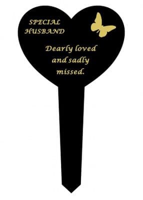 Husband  Black Slim Plastic Heart Memorial Stake