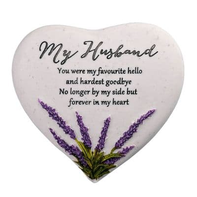 Husband Lavender Heart Memorial Plaque