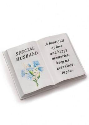 Husband Memorial Floral Open Book