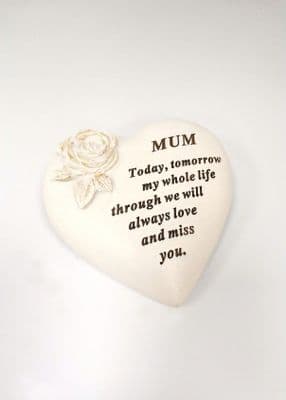 Mum Cream and Gold Heart Memorial Plaque