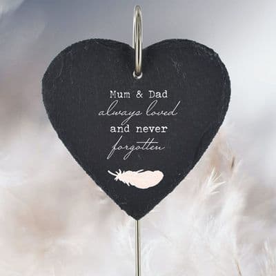 Mum & Dad Feather Slate Grave Marker