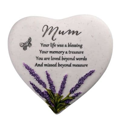 Mum Lavender Heart Memorial Resin Stone