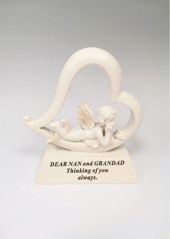 Nan & Grandad Cream with Gold Cherub Heart