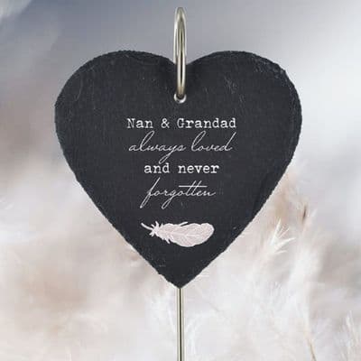 Nan & Grandad Feather Slate Grave Marker