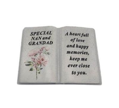 Nan & Grandad Floral Open Book Memorial