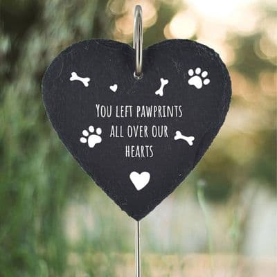Pet Slate Heart Grave Marker Stake