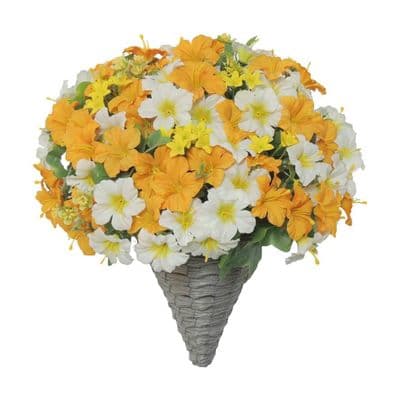 Petunia Cone Wall Basket Yellow/White 40 cm