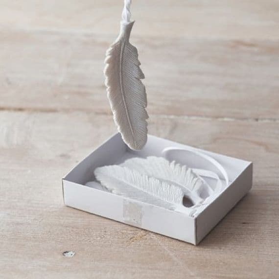 Set 4 Angel Feather Tree Decorations