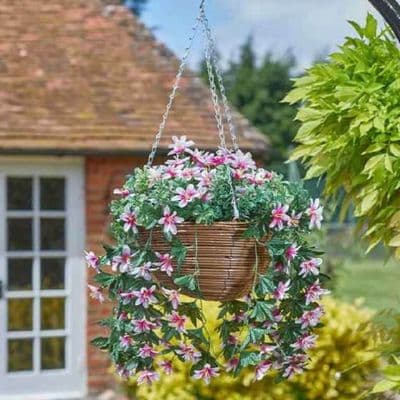 Star Gazing Lilies Faux Flower Hanging Basket