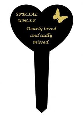Uncle  Black Slim Plastic Heart Memorial Stake
