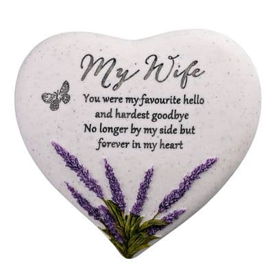 Wife Lavender Heart Memorial Plaque