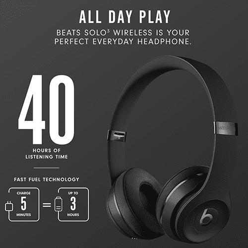 Beats Solo3 Wireless On-Ear Headphones- Black | Buytec