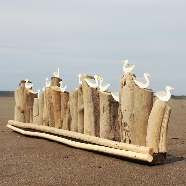 A Colony of Seagulls on Driftwood | Decorative Seagulls
