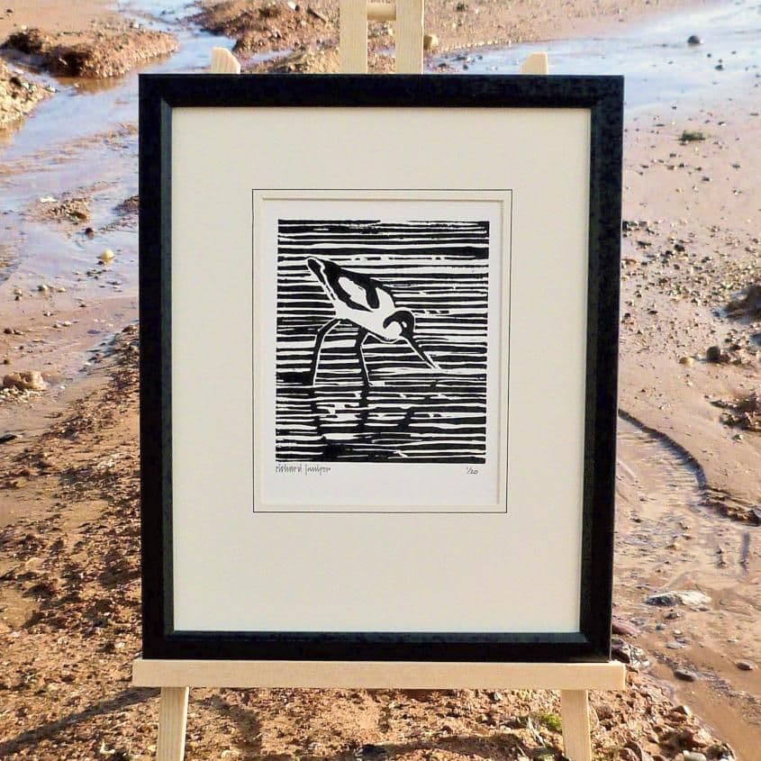 Avocet Linocut Print