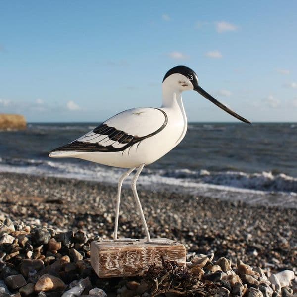 Hand Carved Wooden Avocet Standing | Hand Carved Birds | Bird Carving