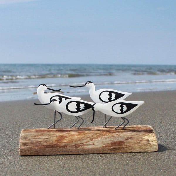 Avocets on Driftwood Log | Bird Ornament