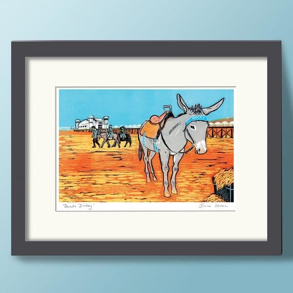 Beach Donkey | Coastal Art Print | Fiona Horan