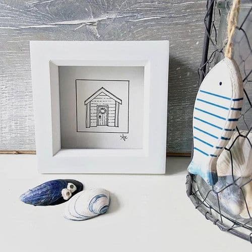 Beach Hut – Framed Hand Drawn Illustration