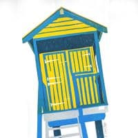 Beach Hut I Linocut Print | Chris Taylor