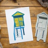 Beach Hut I Linocut Print | Chris Taylor