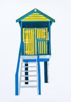 Beach Hut I Linocut Print | Chris Taylor