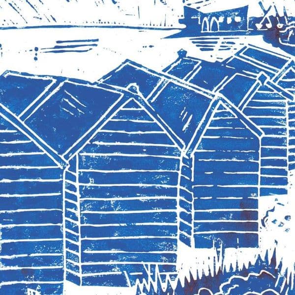 Beach Hut Three Lino Print | Linocut | Marnie Baker