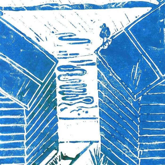 Beach Hut Two - Lino Print