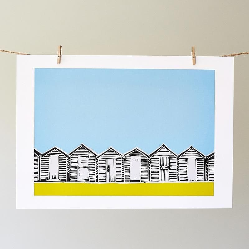 Beach Huts Yellow - Print