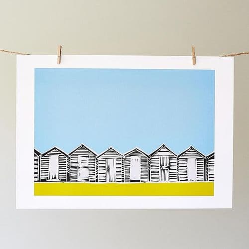 Beach Huts Yellow - Print