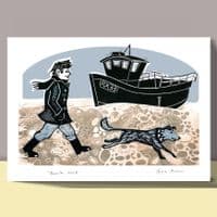 Beach Walk | Coastal Art Print | Fiona Horan