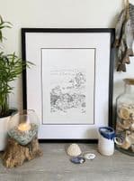 Bedruthan Beach, Cornwall | Original Hand Drawn Illustration | Alison Collins