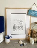 Bedruthan Beach, Cornwall | Original Hand Drawn Illustration | Alison Collins