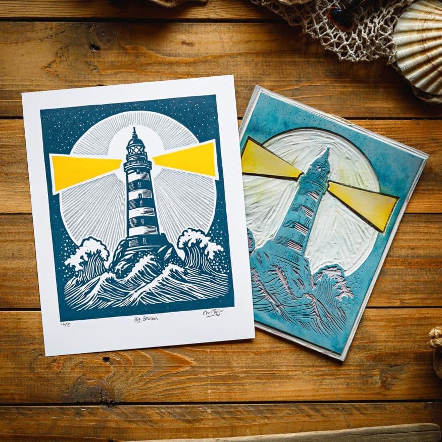 Big Beacon - Linocut Print