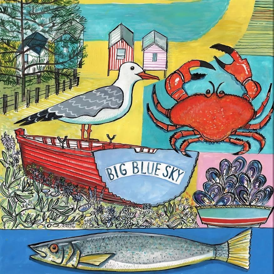 Big Blue Sky Boat - North Norfolk | A3 Art Print | Andrew Ruffhead