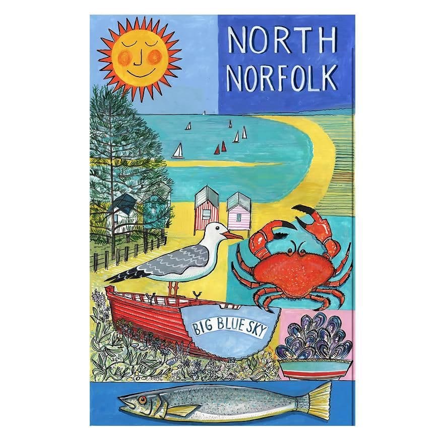 Big Blue Sky Boat - North Norfolk | A3 Art Print | Andrew Ruffhead
